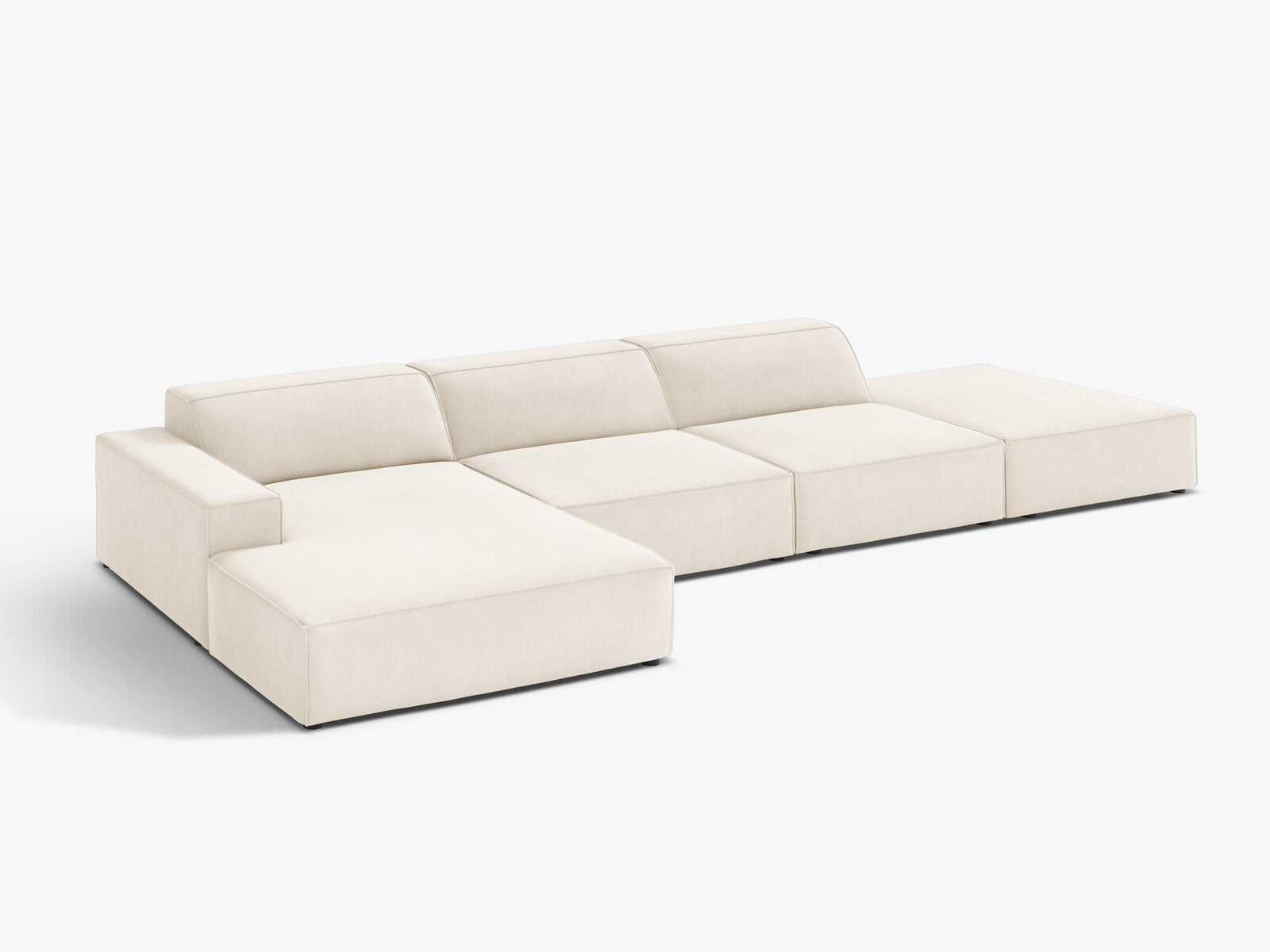 Micadoni Ecksofa Jodie 5-Sitzer Links Samt Bluvel Helles Beige