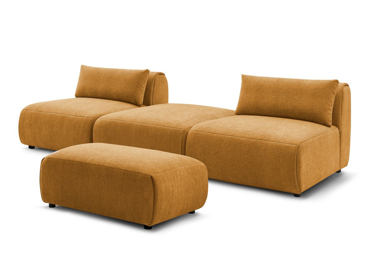 Bobochic Jeanne Sofa 4-Sitzer mit Pouf Strukturstoff Gelb