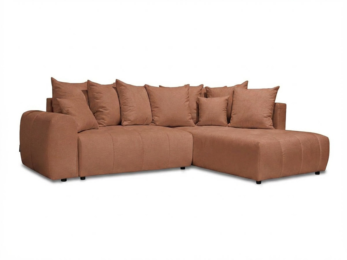 Bobochic Roxelane Ecksofa mit Schlaffunktion und Bettkasten Melange-Stoff Orange Ecke rechts