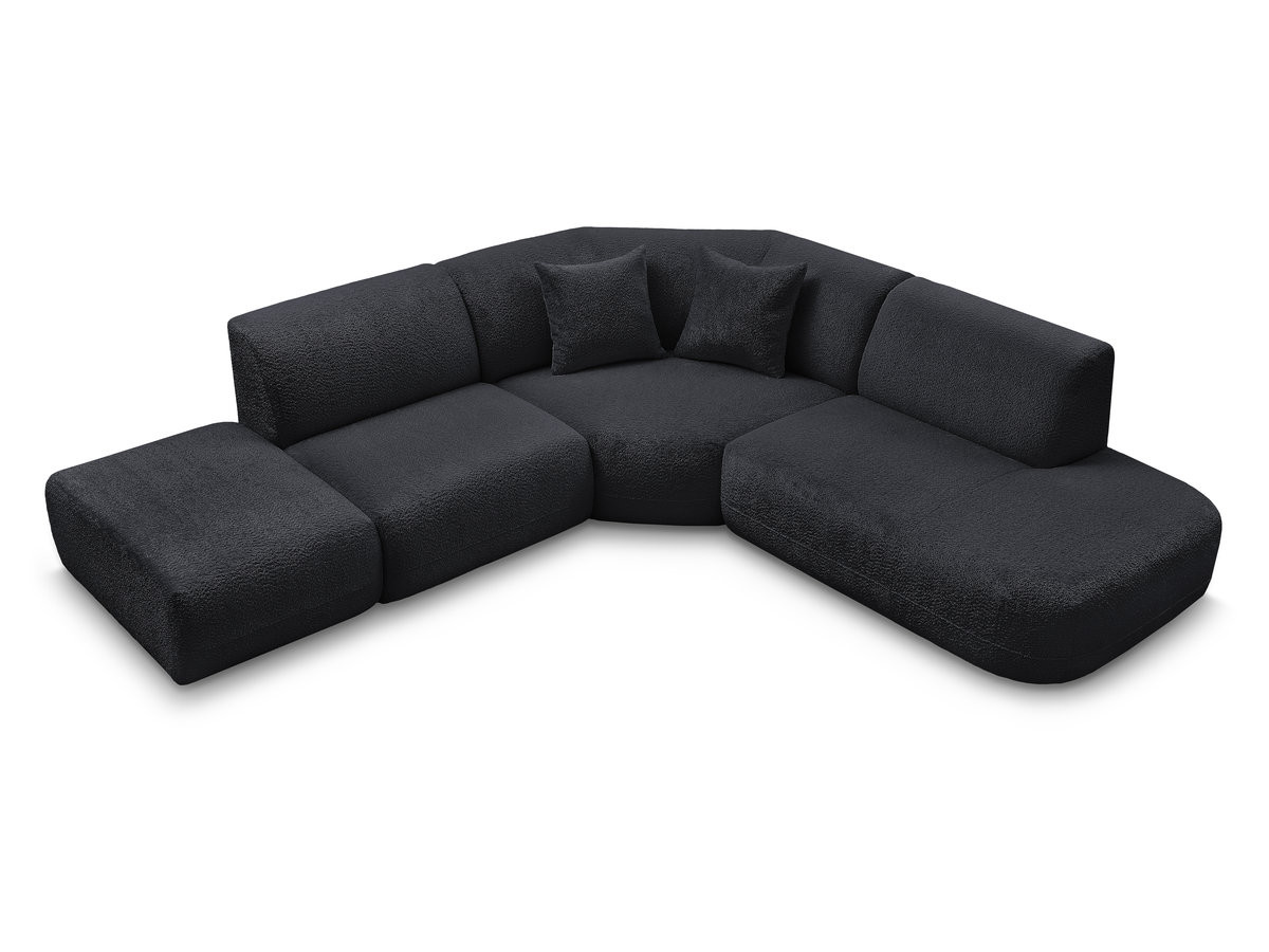Bobochic Anda Ecksofa 279 × 264 cm Chenille Schwarz Ecke rechts