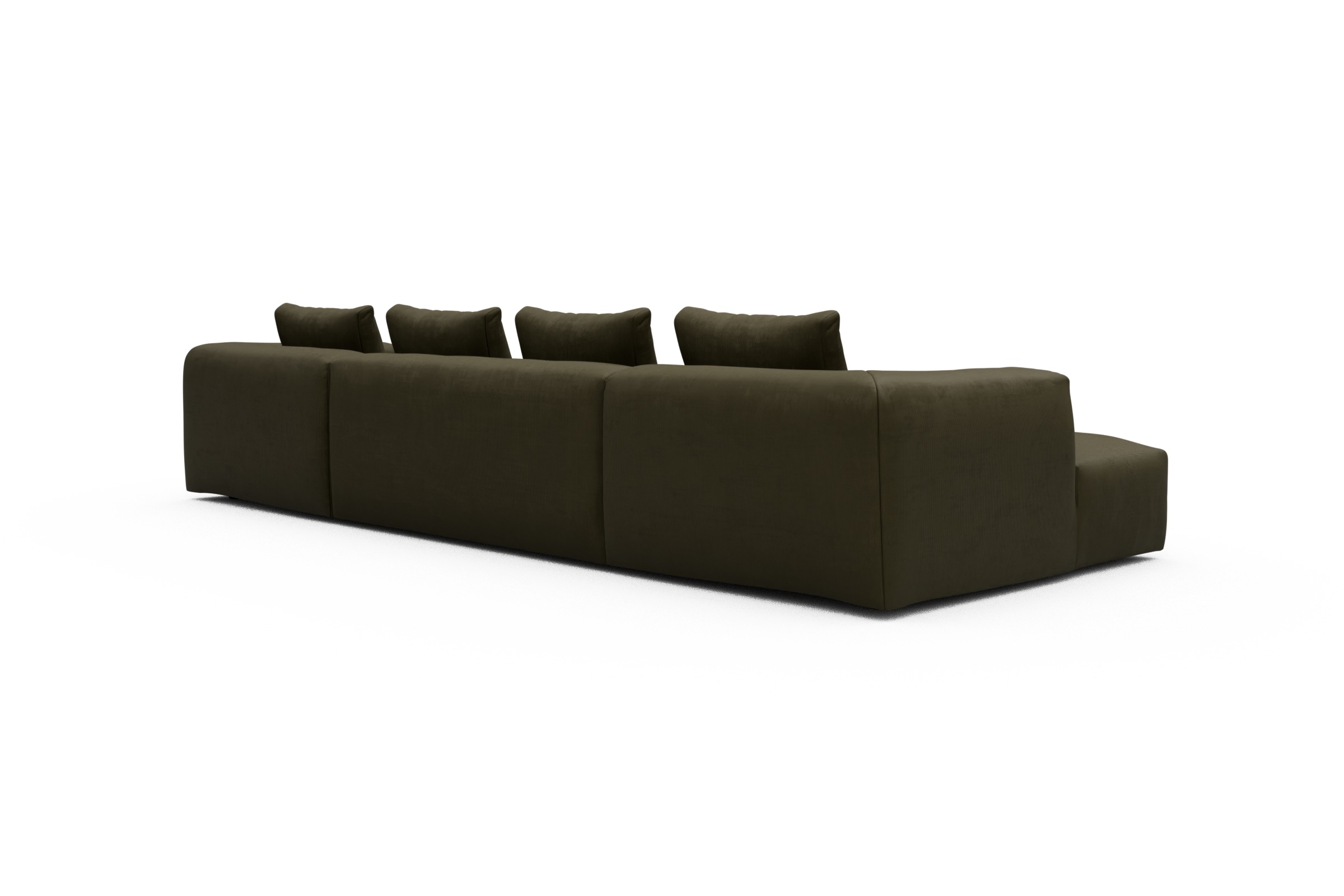 Wohnlandschaft Fred mit 2-Sitzer und Chaiselongue beidseitig Cordufine-Pine-Green