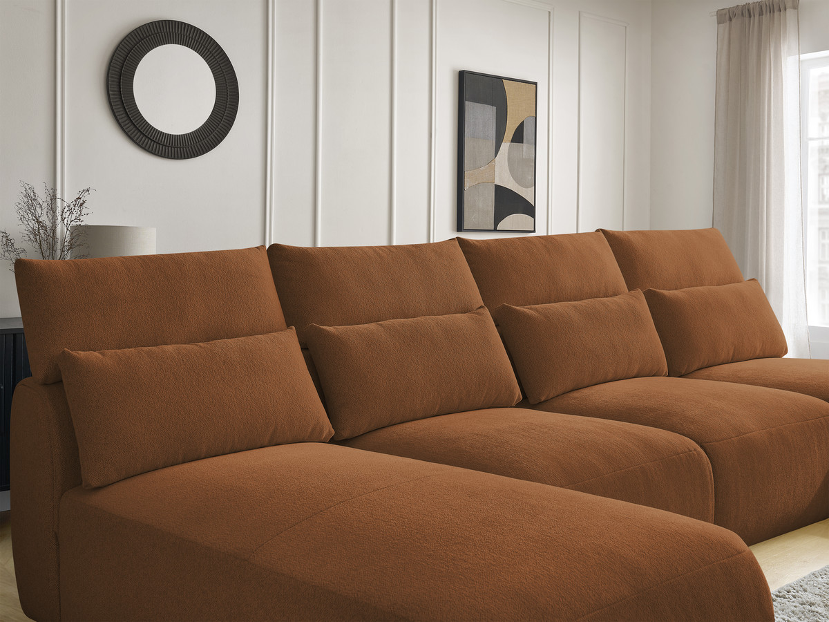 Bobochic Jana Wohnlandschaft mit kleinem Pouf Melange-Stoff Orange