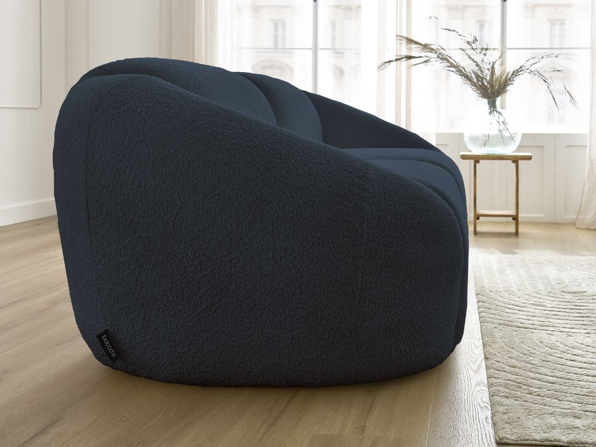Bobochic Tina Sofa 3-Sitzer Bouclé-Stoff Dunkelblau