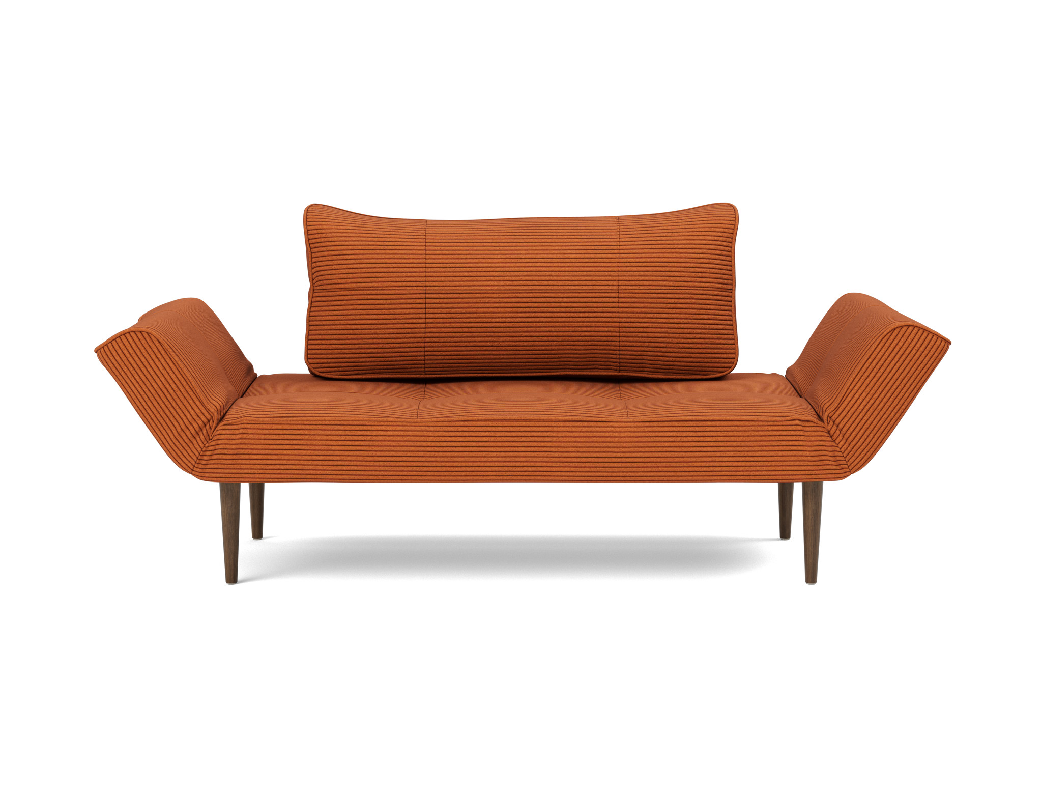 Tagesbett Zeal Kord Corduroy 595-Burnt-Orange Beine Styletto Eiche dunkel