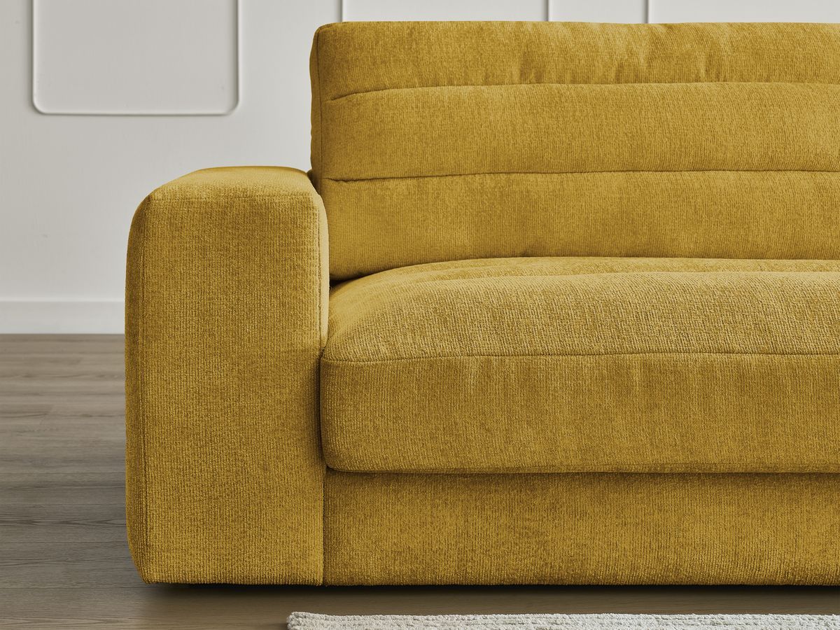 Bobochic Sierra Sofa 4-Sitzer mit Pouf Strukturstoff Gelb