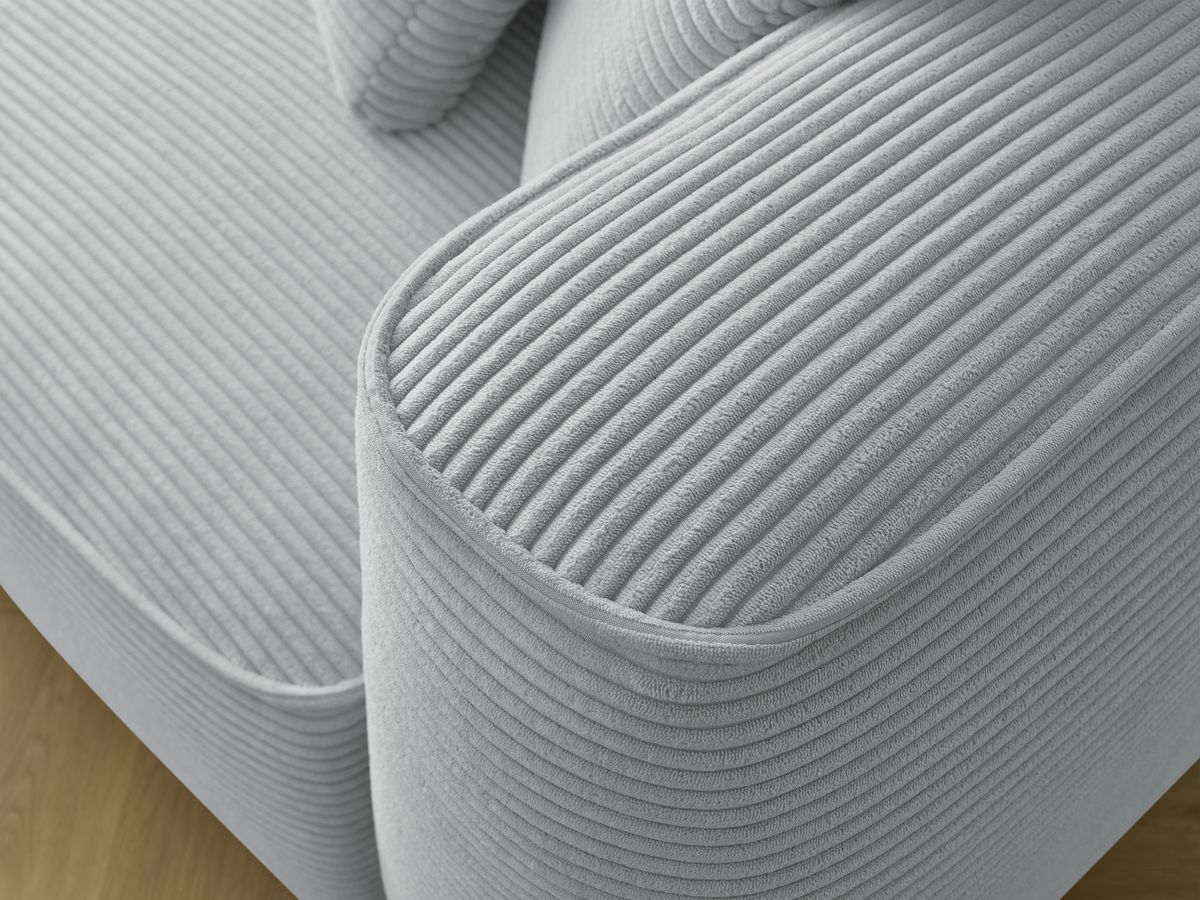 Bobochic Leopold Sofa 3-Sitzer Cordsamt Hellgrau Armlehne rechts