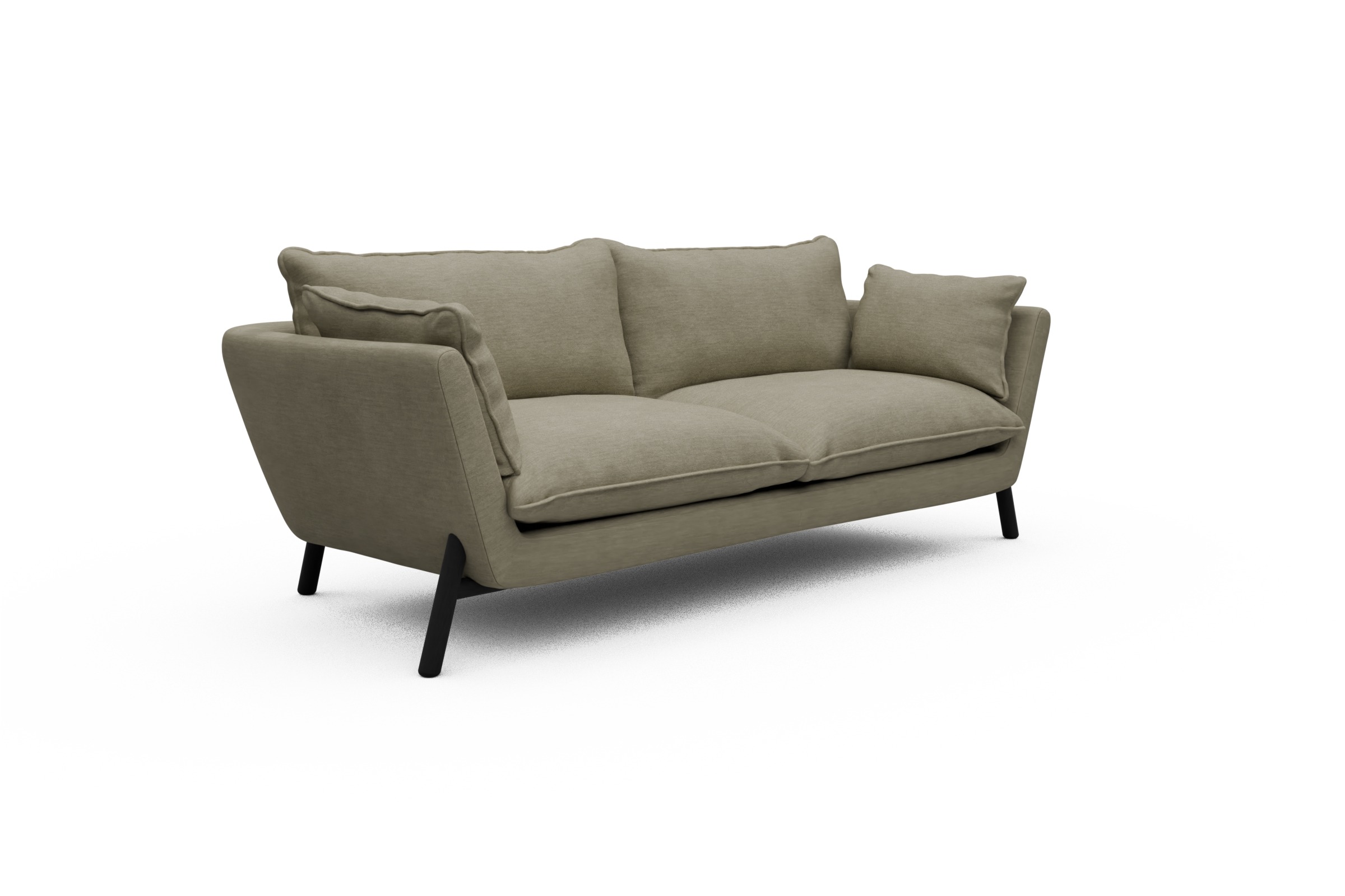 Sofa Emil PREMIUM 3-Sitzer Beinfarbe Eiche Schwarz Vivus-Dusty-Sand