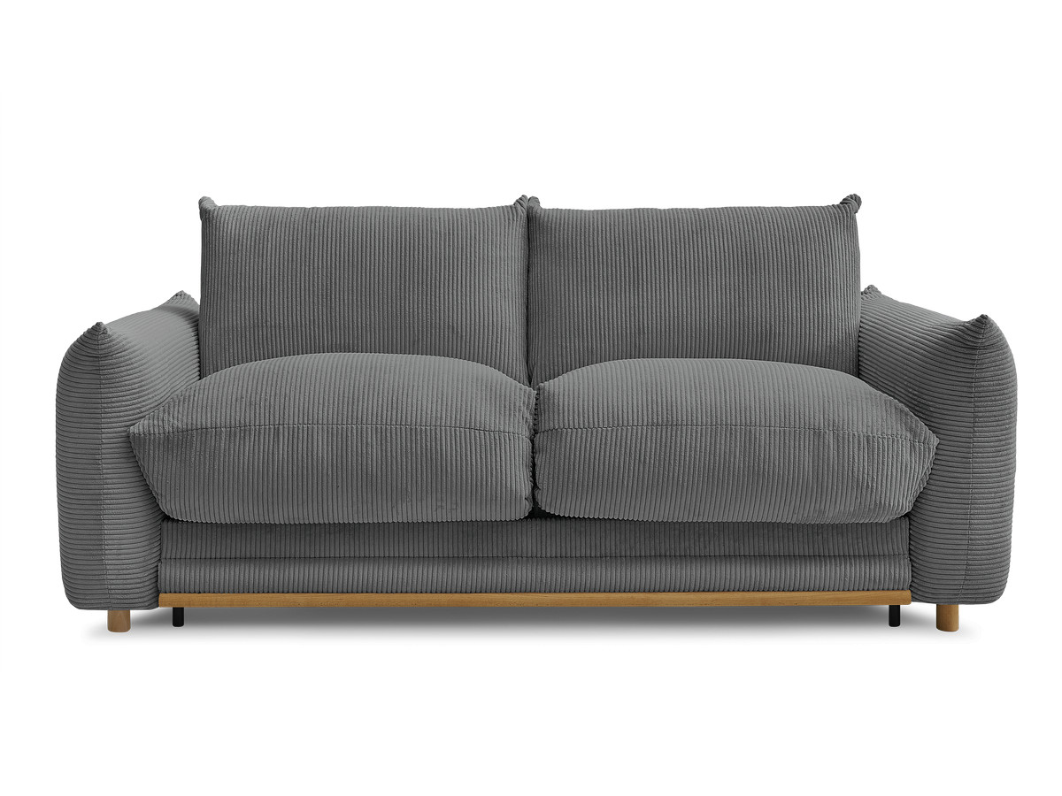 Bobochic Ernest Schlafsofa 3-Sitzer, Liegefläche 140 / 160 × 190 cm Cordsamt Dunkelgrau, Liegefläche 140 × 190 cm
