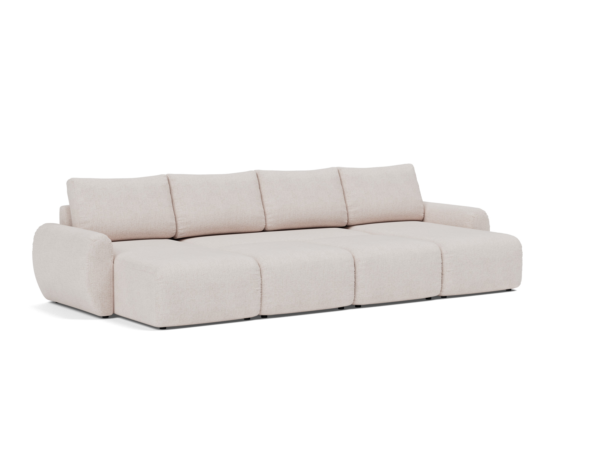Schlafsofa Norum U-Form mit Curve-Armlehnen Strukturierter Stoff Weda 300-Weda-Sand