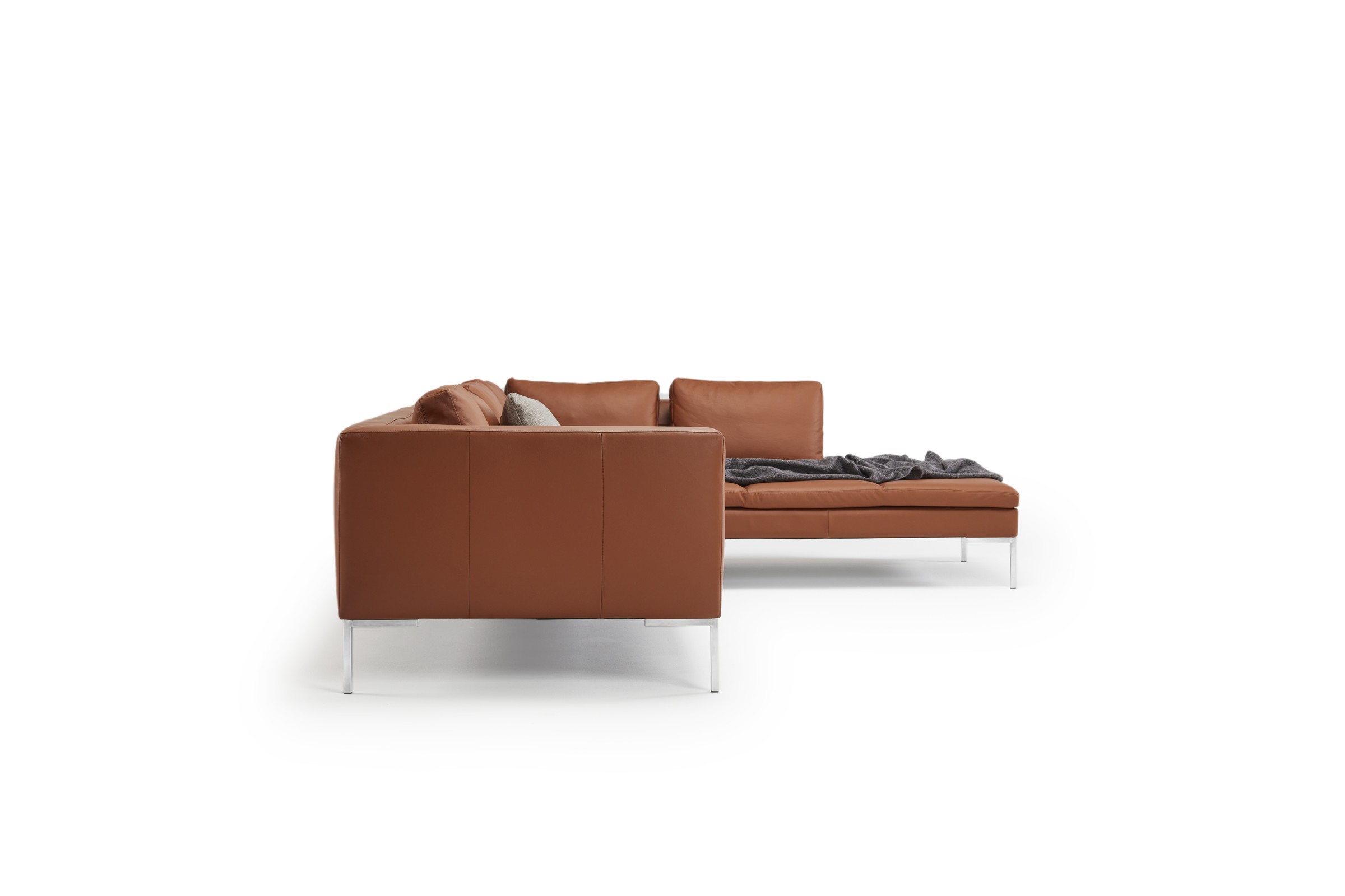 Ecksofa Marvin Relax-Ecke rechts mit 3-Sitzer Leder Iowa 711-Iowa-Cognac