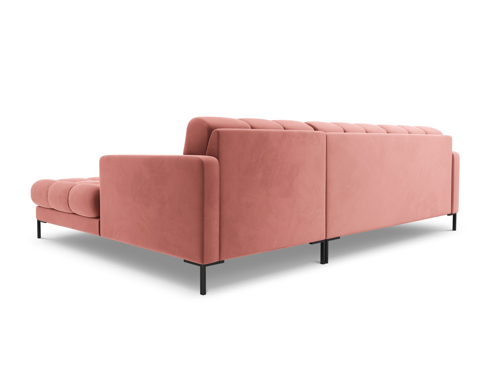 Cosmopolitan Design Ecksofa Bali 5-Sitzer Samt Bluvel Rosa Rechts Beine Schwarzes Metall
