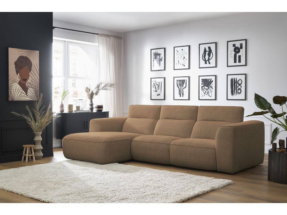 Bobochic William Ecksofa Melange-Stoff Orange Ecke links