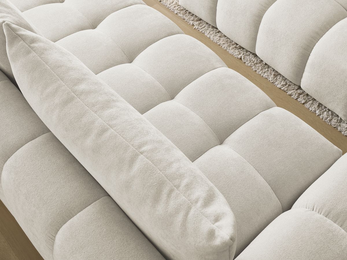 Bobochic Everest Sofa 3-Sitzer mit Pouf, 2 Kissen Strukturstoff Beige