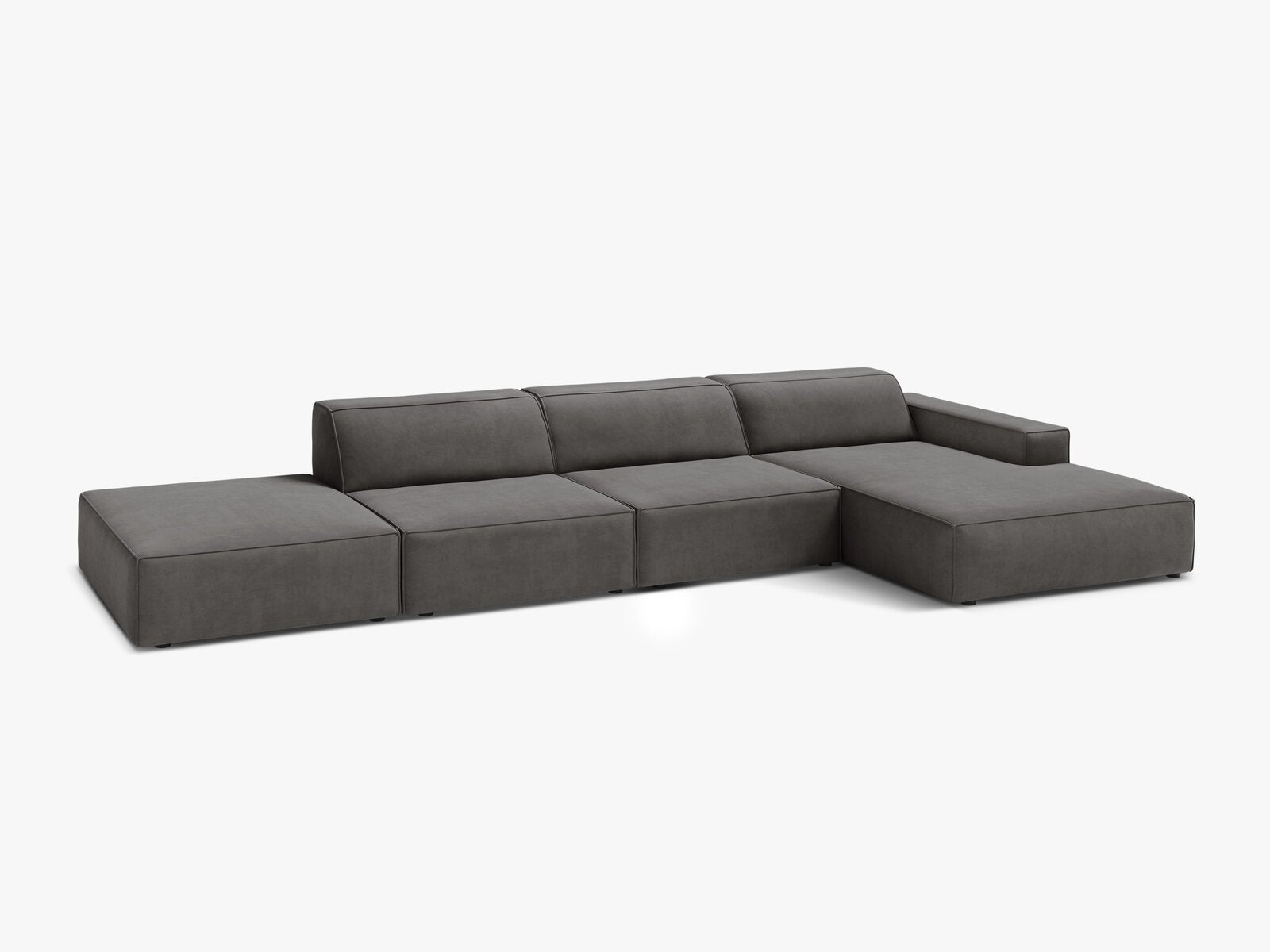 Micadoni Ecksofa Jodie 5-Sitzer Rechts Samt Bluvel Hellgrau