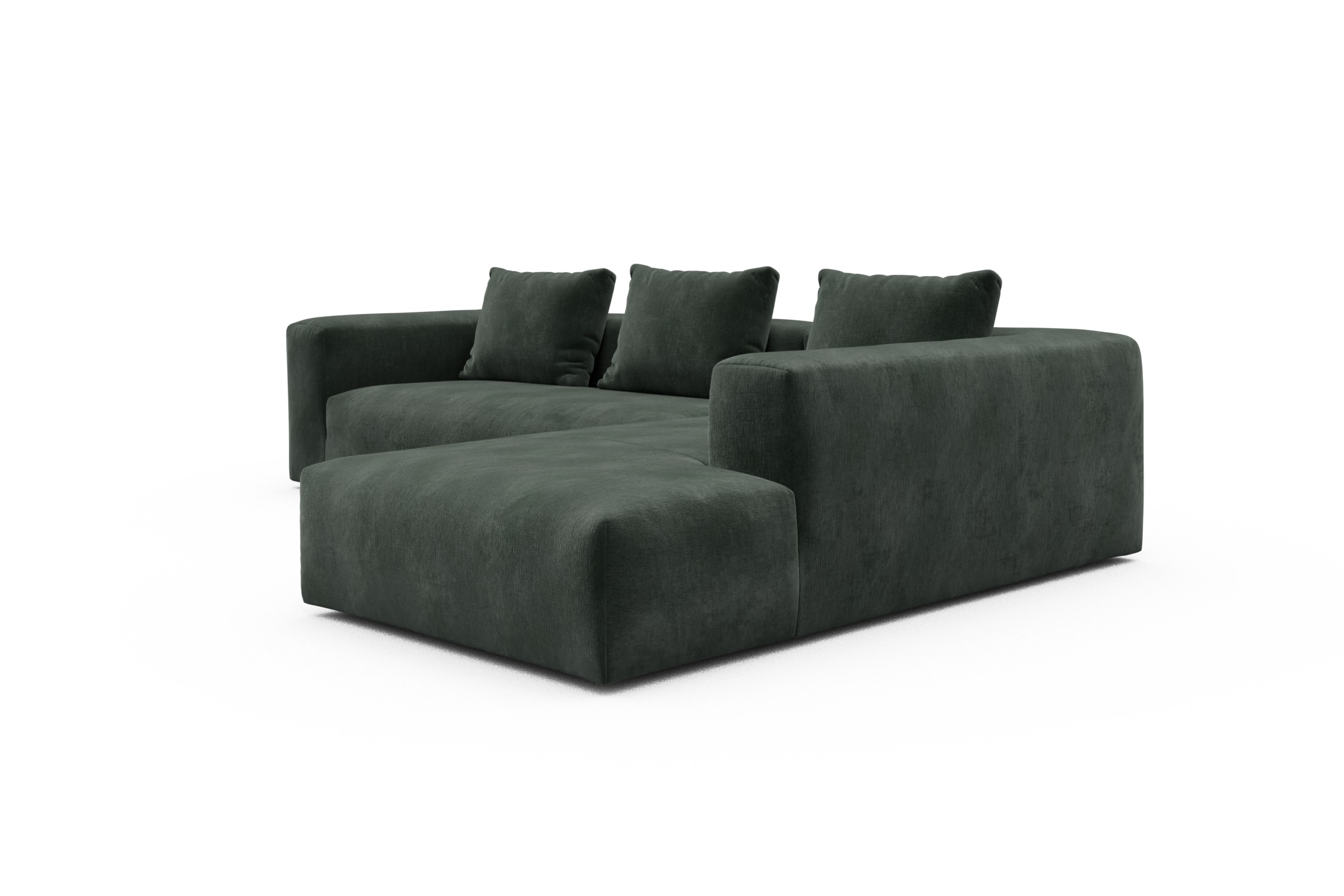 Ecksofa Fred Relax-Ecke rechts mit 2,5-Sitzer Smooth-Laurel-Green