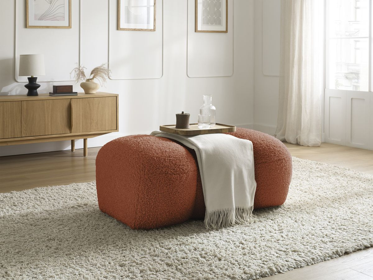 Bobochic Hippolyte Pouf Bouclé-Stoff Orange
