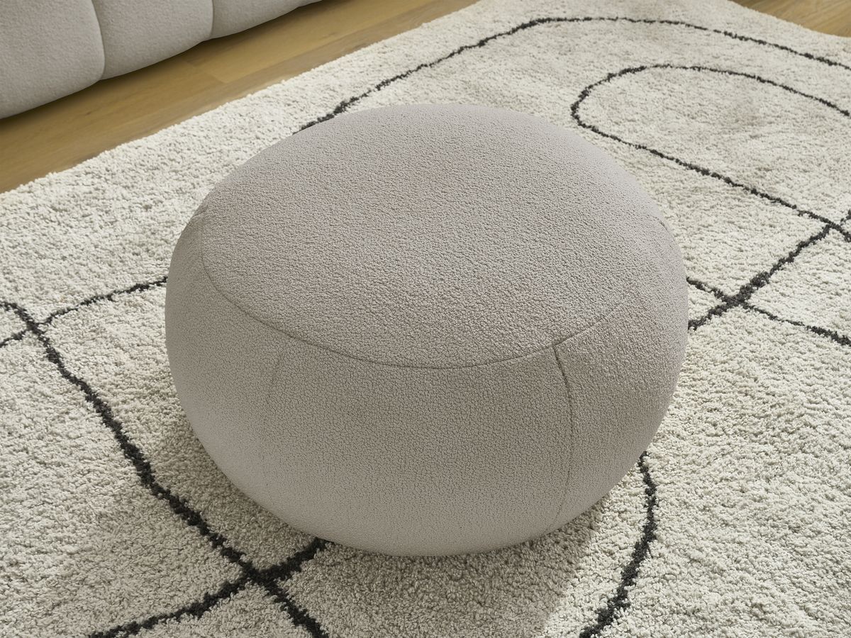 Bobochic Hayden Sofa 4-Sitzer mit Pouf Bouclé-Stoff Taupe
