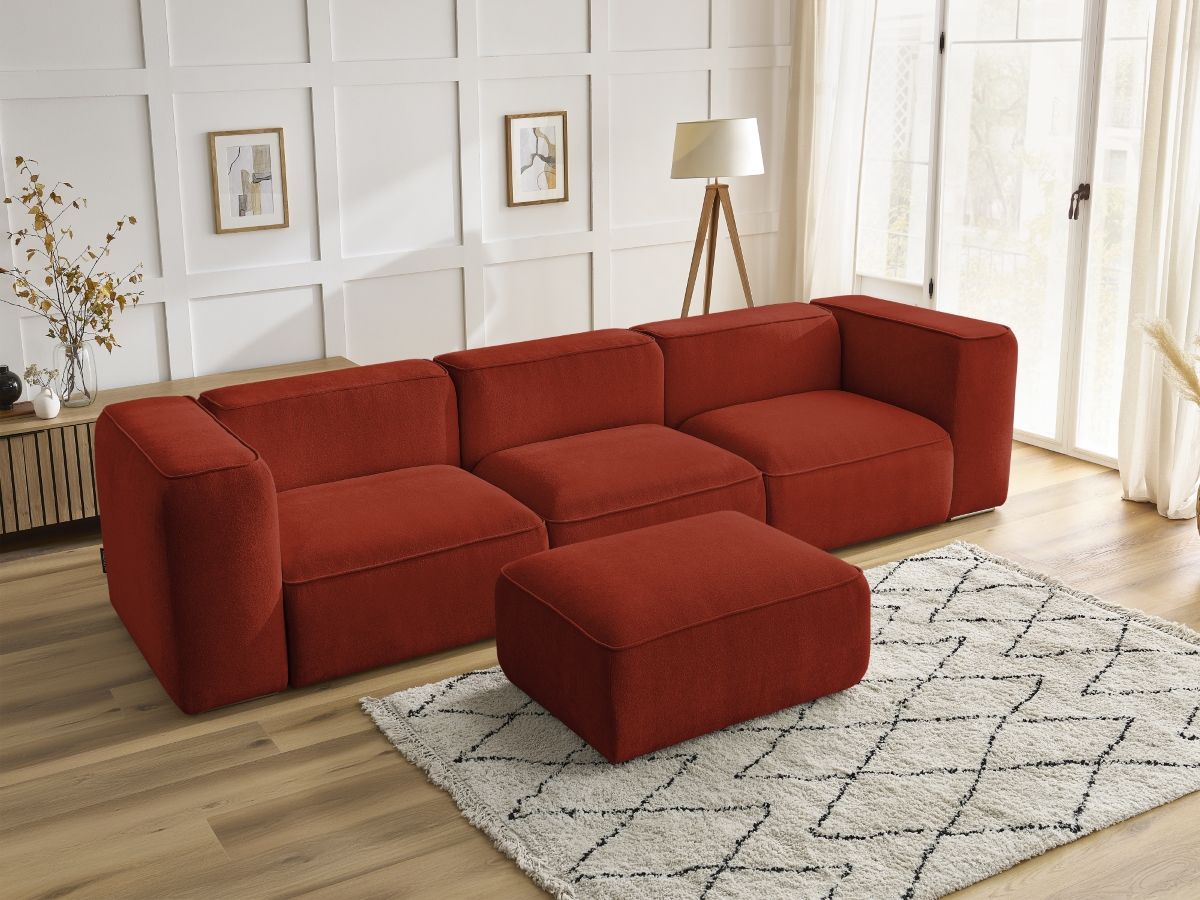 Bobochic Zephyr Sofa 4-Sitzer mit Pouf Strukturstoff Orange