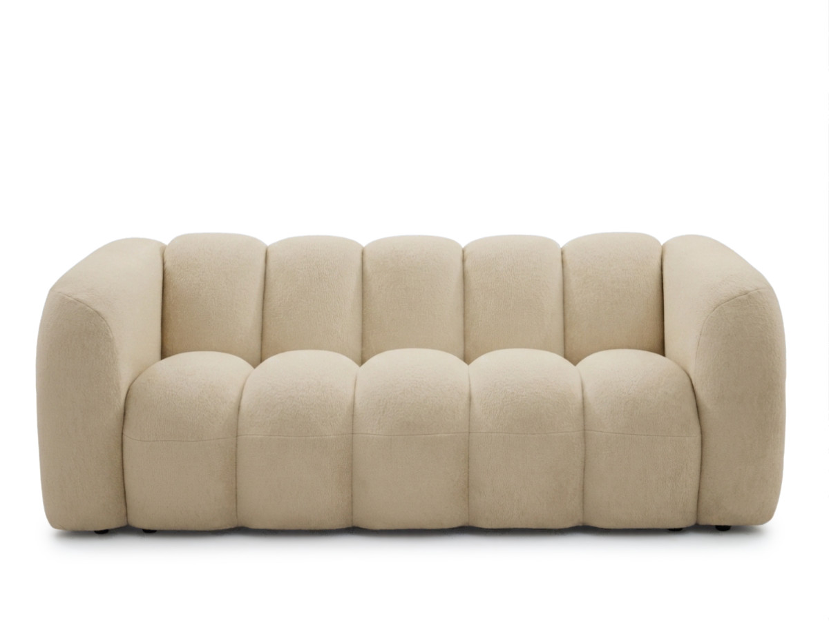 Bobochic Curvy Sofa 3-Sitzer Kunstfell Beige
