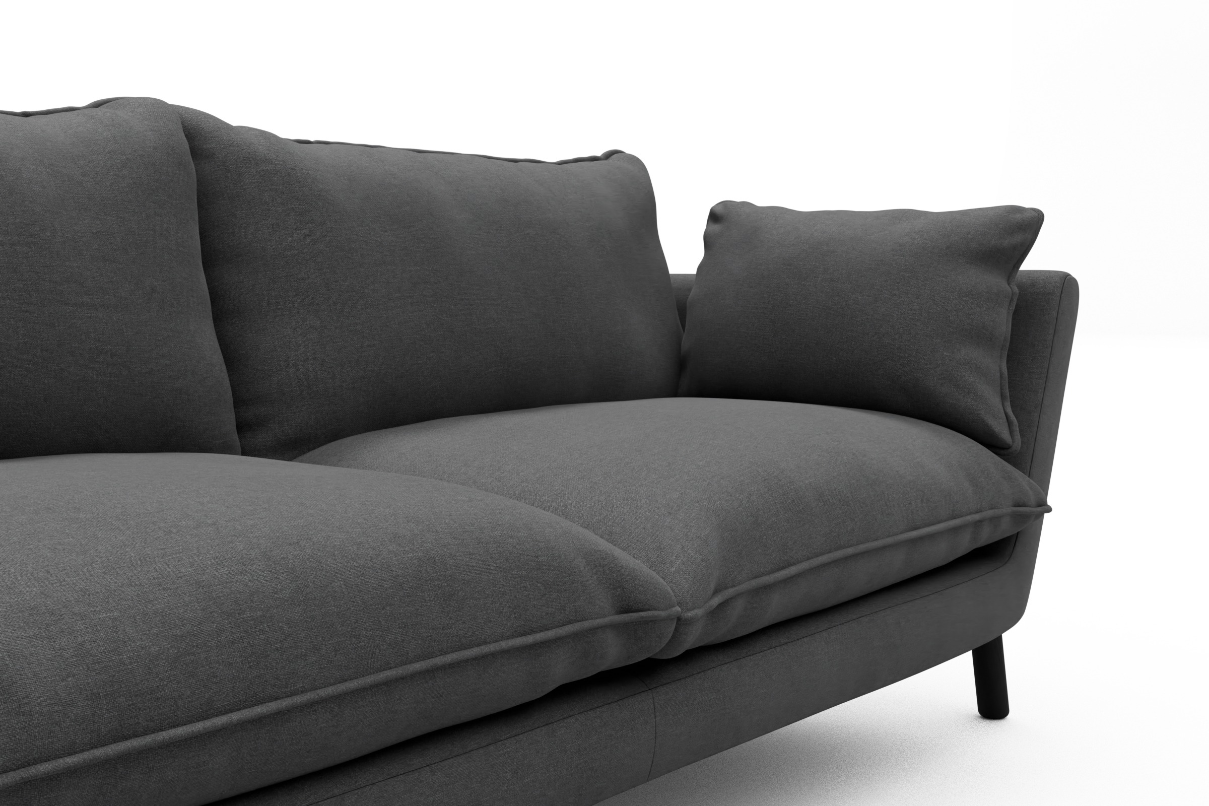 Sofa Emil PREMIUM 2-Sitzer Beinfarbe Eiche Schwarz Satya-Zinc