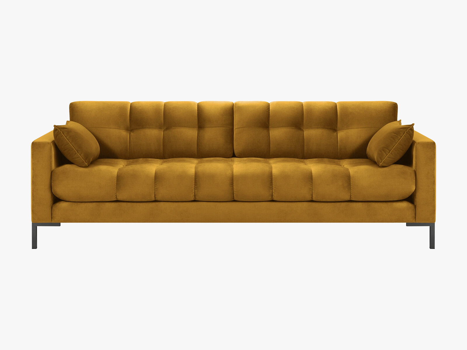 Micadoni Sofa Mamaia 4-Sitzer Samt Bluvel Gelb schwarze Beine