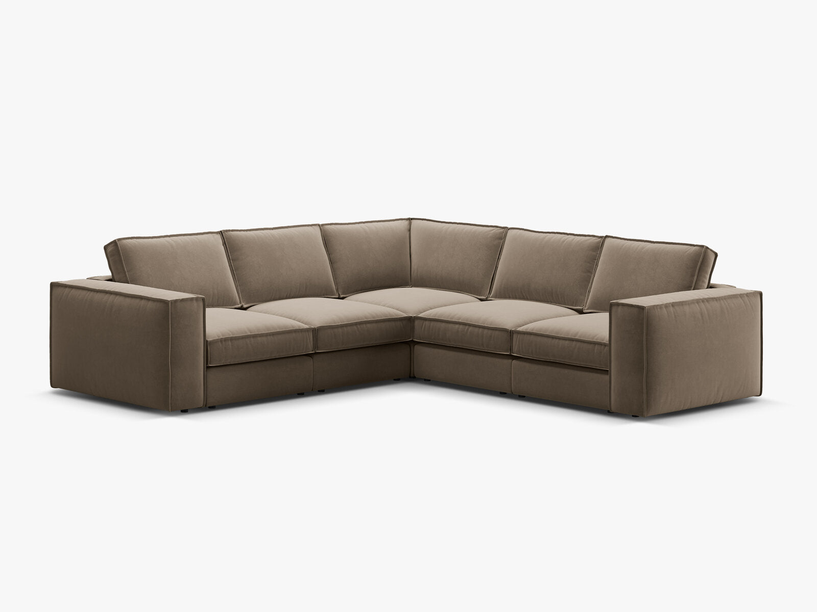 Micadoni symmetrisches modulares Ecksofa Pola 4-Sitzer Grau Braun