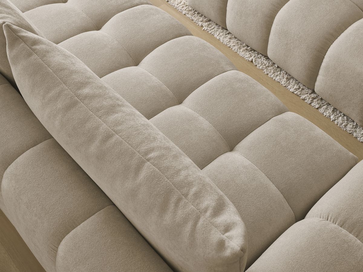 Bobochic Everest Sofa 3-Sitzer mit Pouf, 2 Kissen Strukturstoff Taupe