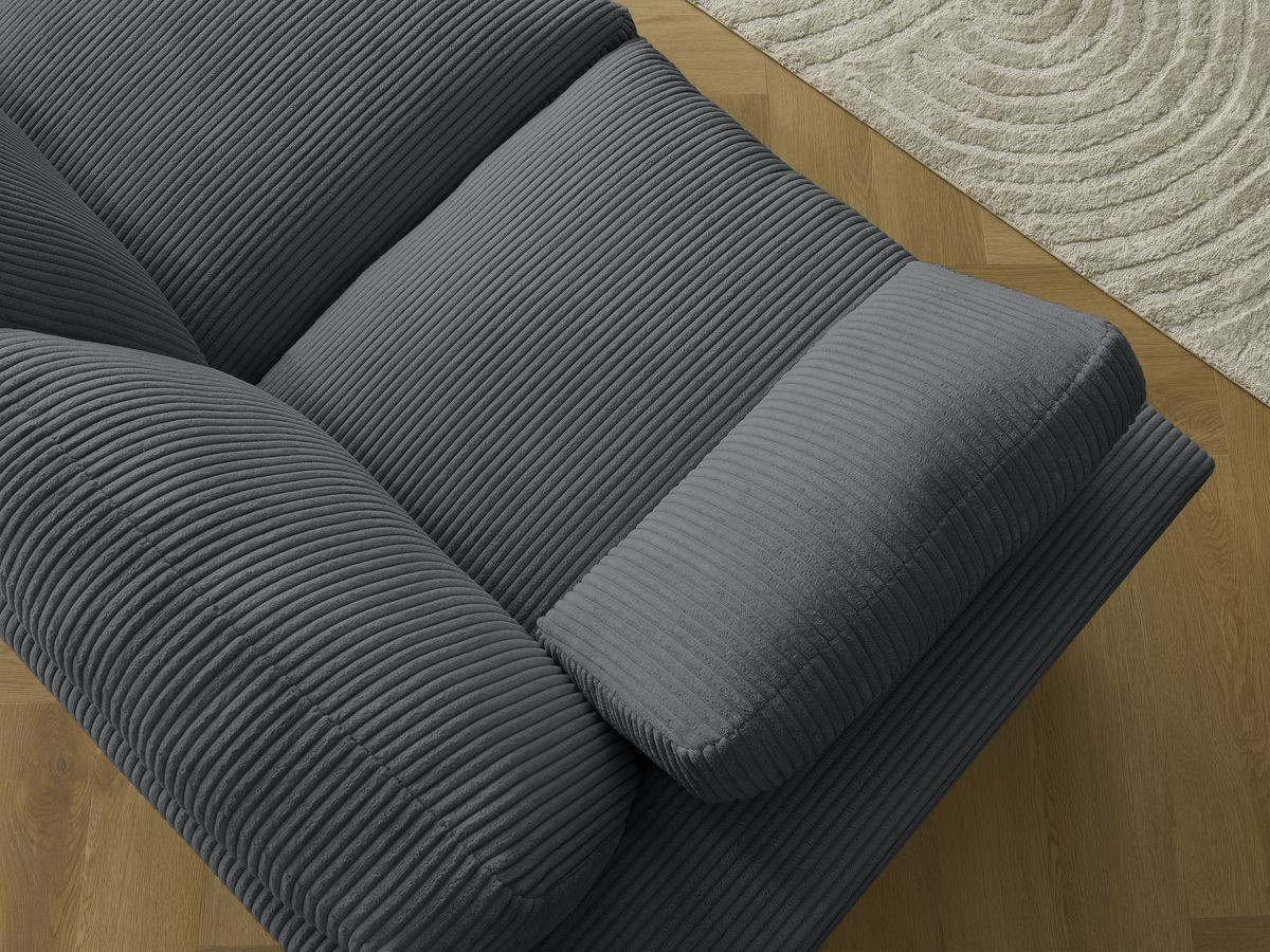Bobochic Belair Ecksofa 280 × 139 cm Cordsamt Dunkelgrau