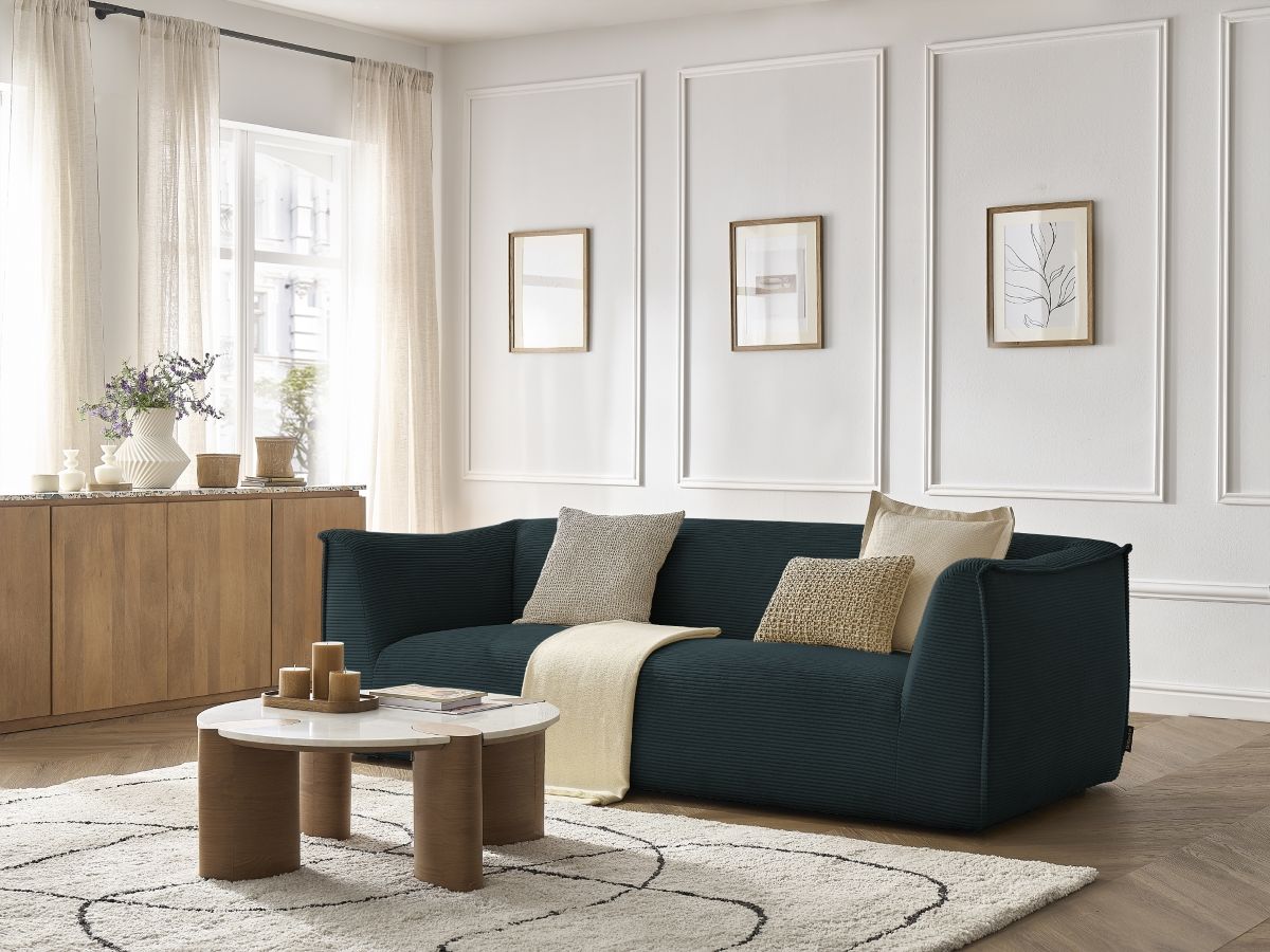 Bobochic Giorgia Sofa 3-Sitzer Cordsamt Dunkelblau