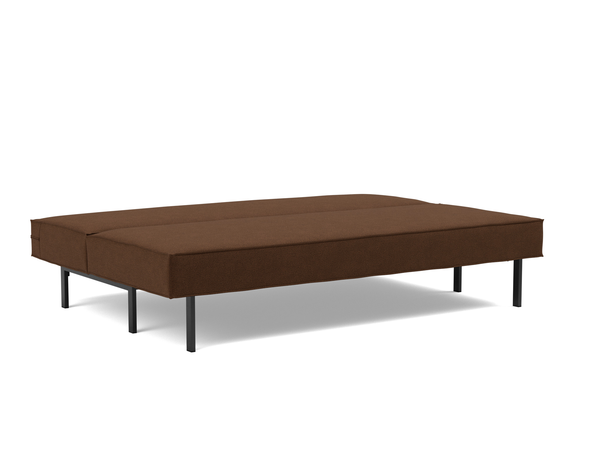 Schlafsofa Sly Strukturierter Stoff Taura 359-Cappuccino Beine Schwarzes Metall