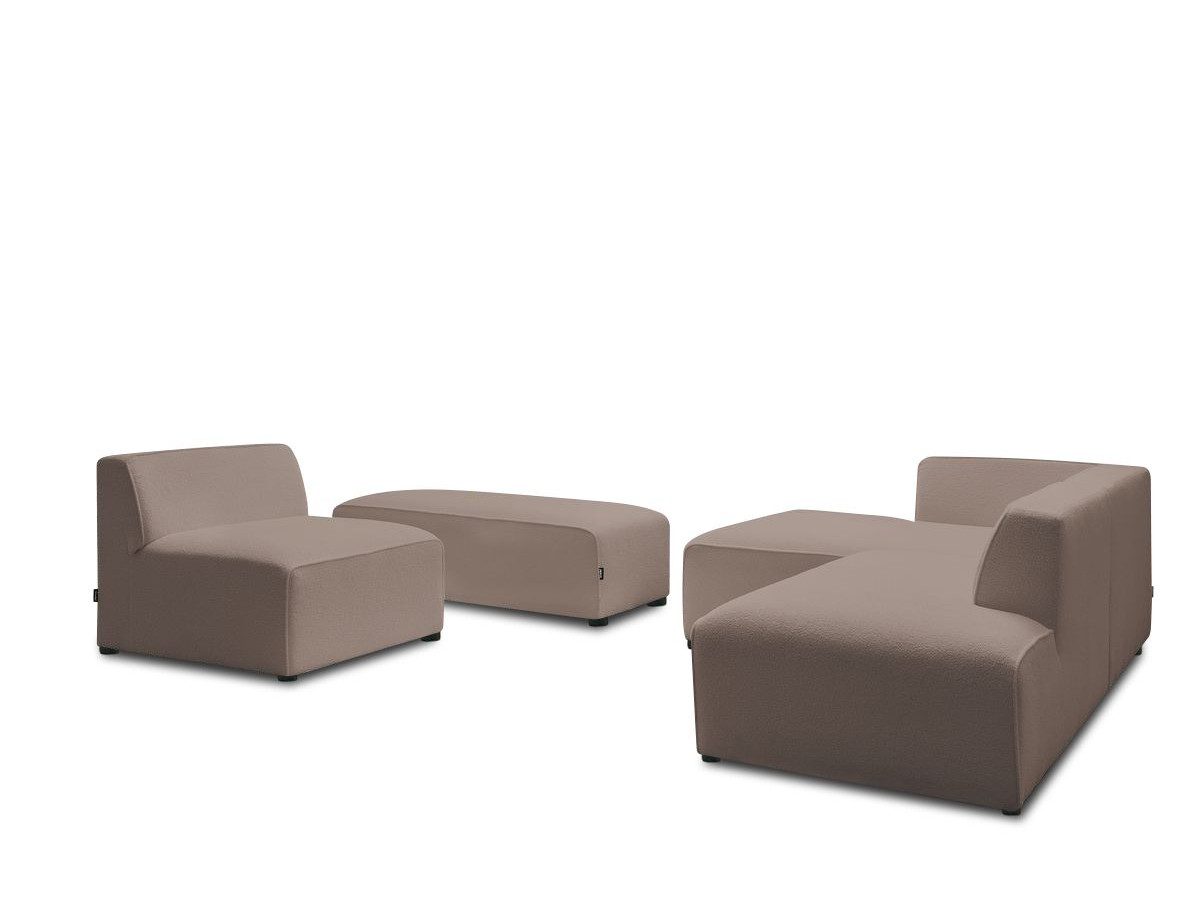 Bobochic Megeve Ecksofa mit Pouf Bouclé-Stoff Braun Ecke links