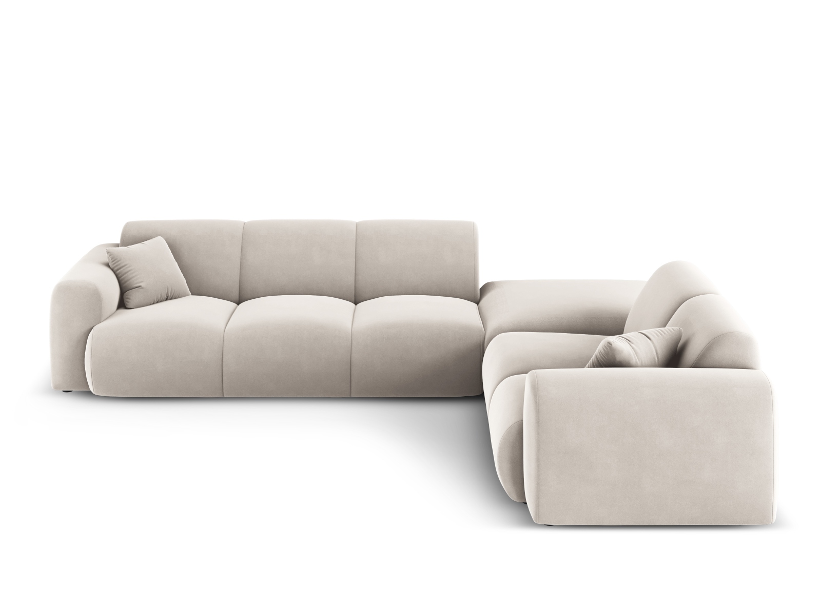 Cosmopolitan Design Ecksofa Nolio 4-Sitzer offen Samt Casino Helles Beige Rechts