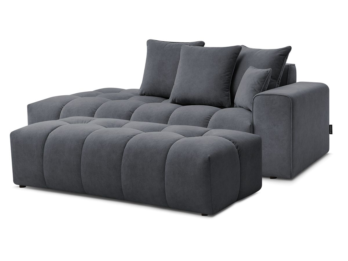 Bobochic Mont-blanc Sofa 5-Sitzer mit Pouf Samt Dunkelgrau Armlehne rechts