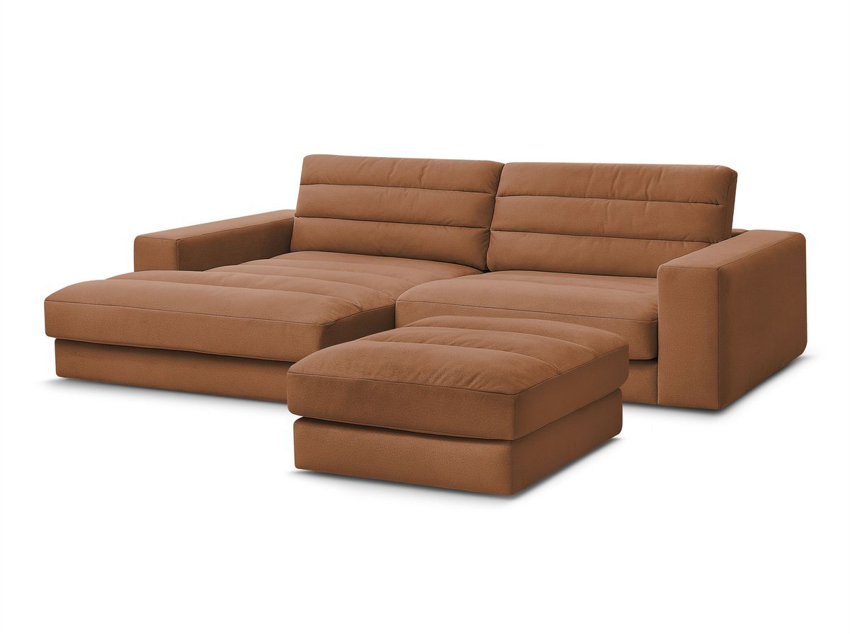 Bobochic Sierra Ecksofa mit Pouf Samt Orange Ecke links