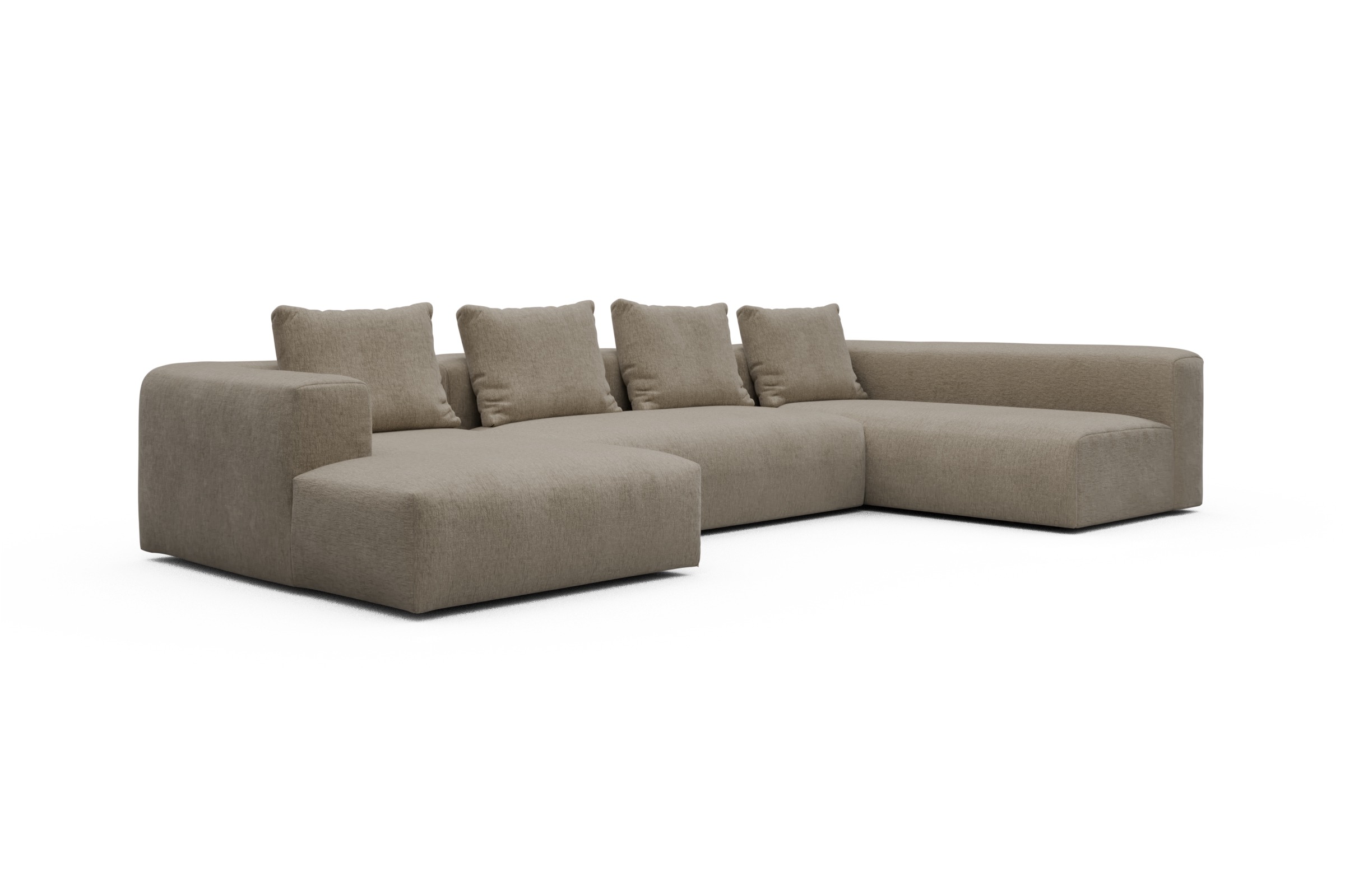 Wohnlandschaft Fred Chaiselongue links mit 2-Sitzer und lange Armlehne rechts Smooth-Belge