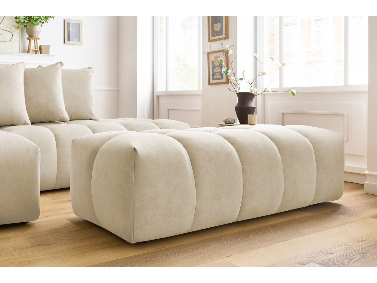 Bobochic Mont-blanc Ecksofa mit Pouf Samt Beige Ecke links