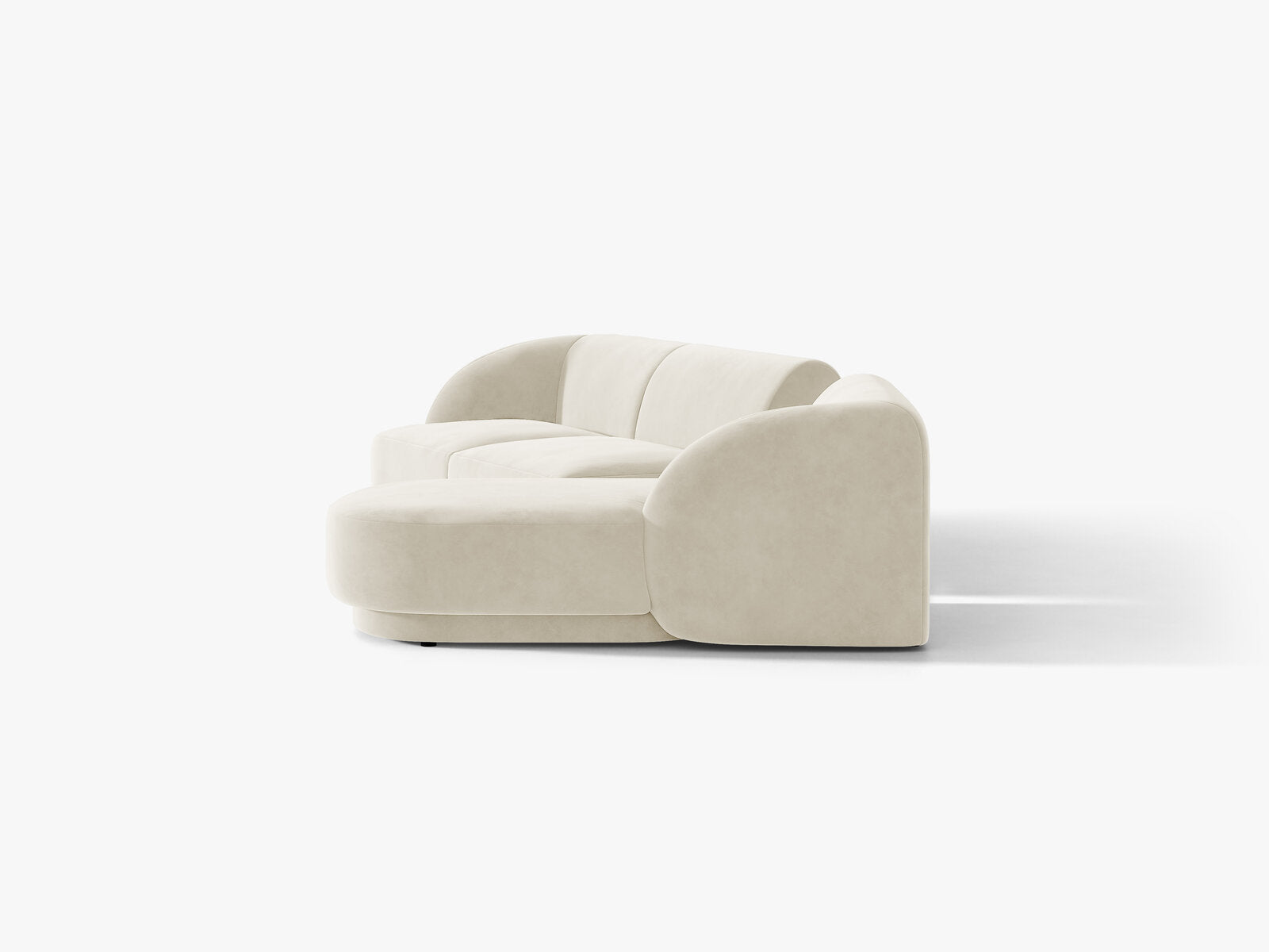 Micadoni Modulares Sofa Miley mit Recamiere 3-Sitzer Rechts Samt Bluvel Helles Beige