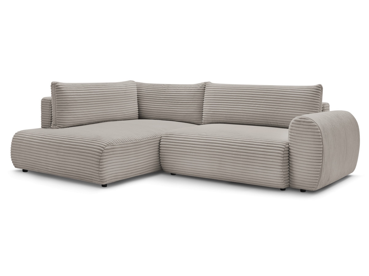 Bobochic Lucien Ecksofa mit Schlaffunktion und Bettkasten 296 × 198 cm Breitcord weich Taupe Ecke links