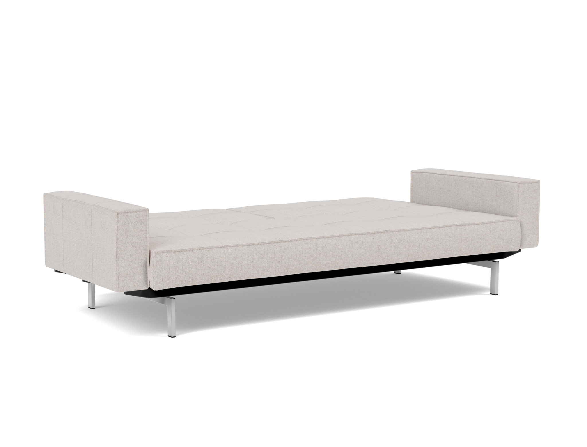 Schlafsofa Splitback mit Armlehnen Strukturierter Stoff Weda 300-Weda-Sand Beine Chrom
