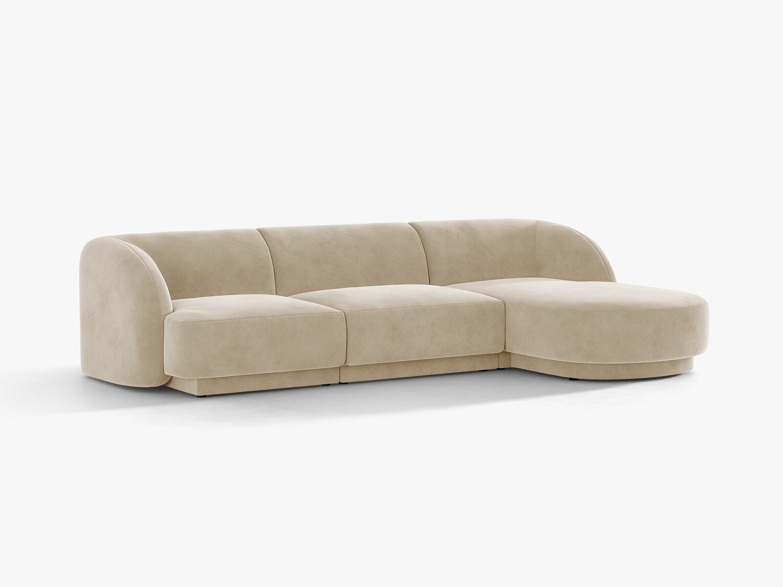 Micadoni Ecksofa Miley 4-Sitzer Samt Venus Beige Rechts