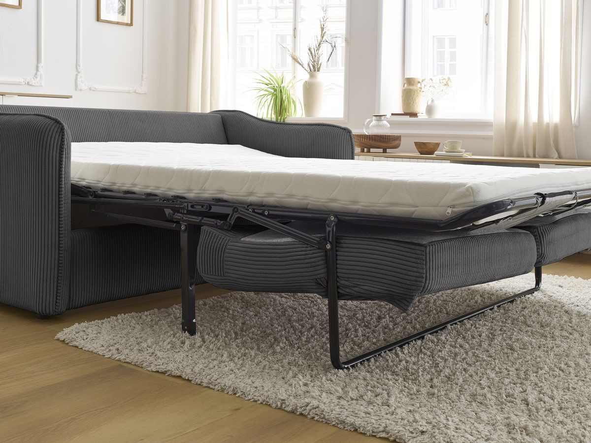 Bobochic Lenny Schlafsofa 3-Sitzer Cordsamt Dunkelgrau