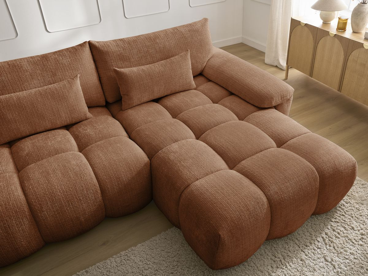 Bobochic Ivane Ecksofa Strukturstoff Orange Ecke rechts