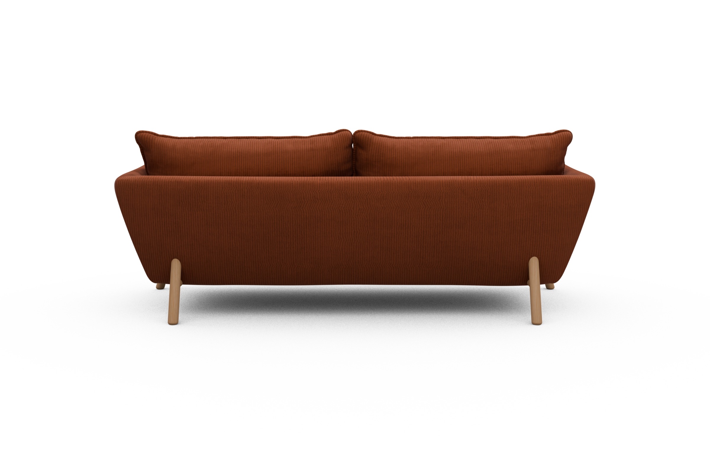 Sofa Emil PREMIUM 3-Sitzer Beinfarbe Eiche Natur Corduroy-Burnt-Orange