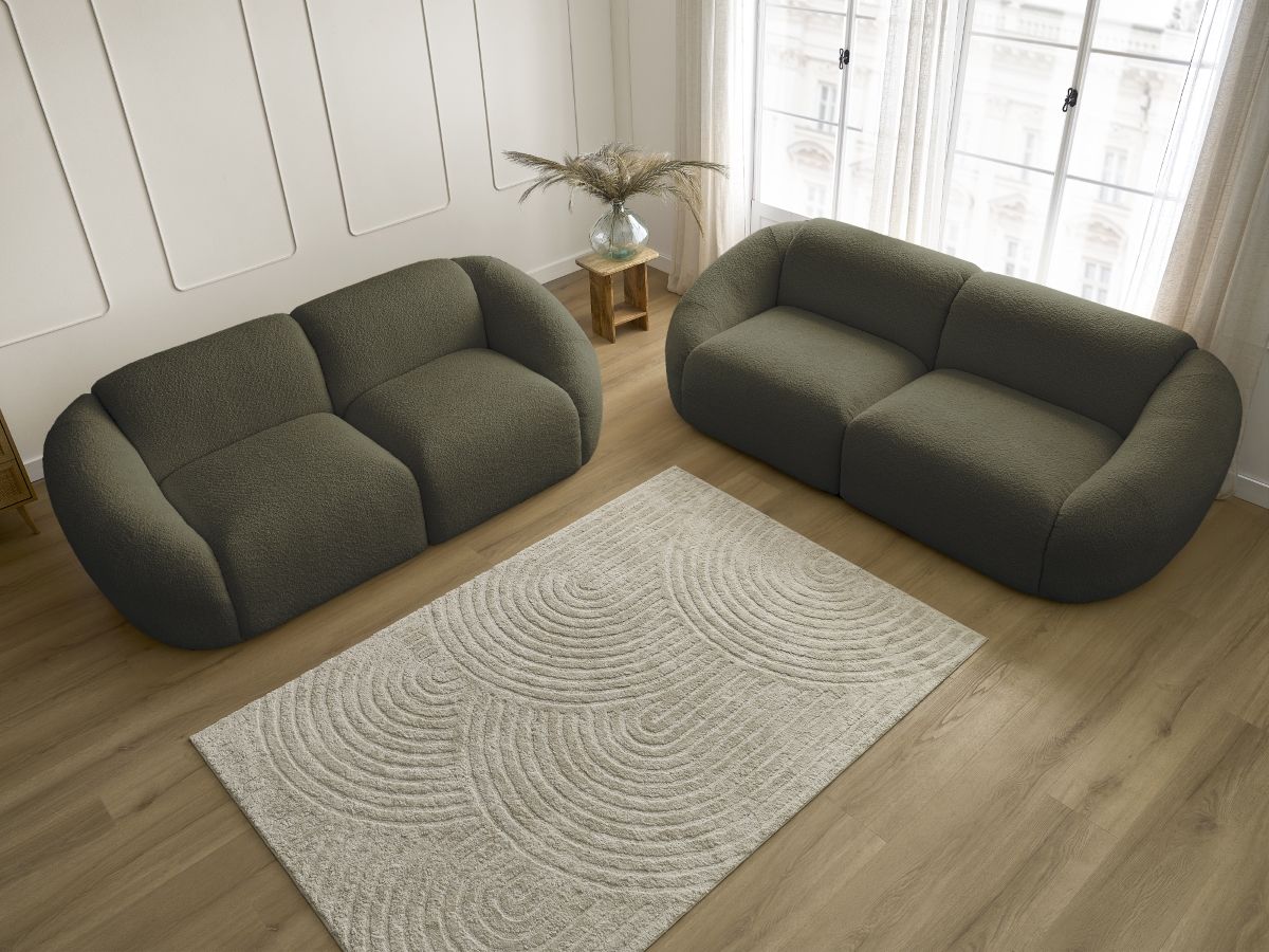 Bobochic Tina Sofa 5-Sitzer Bouclé-Stoff Grün