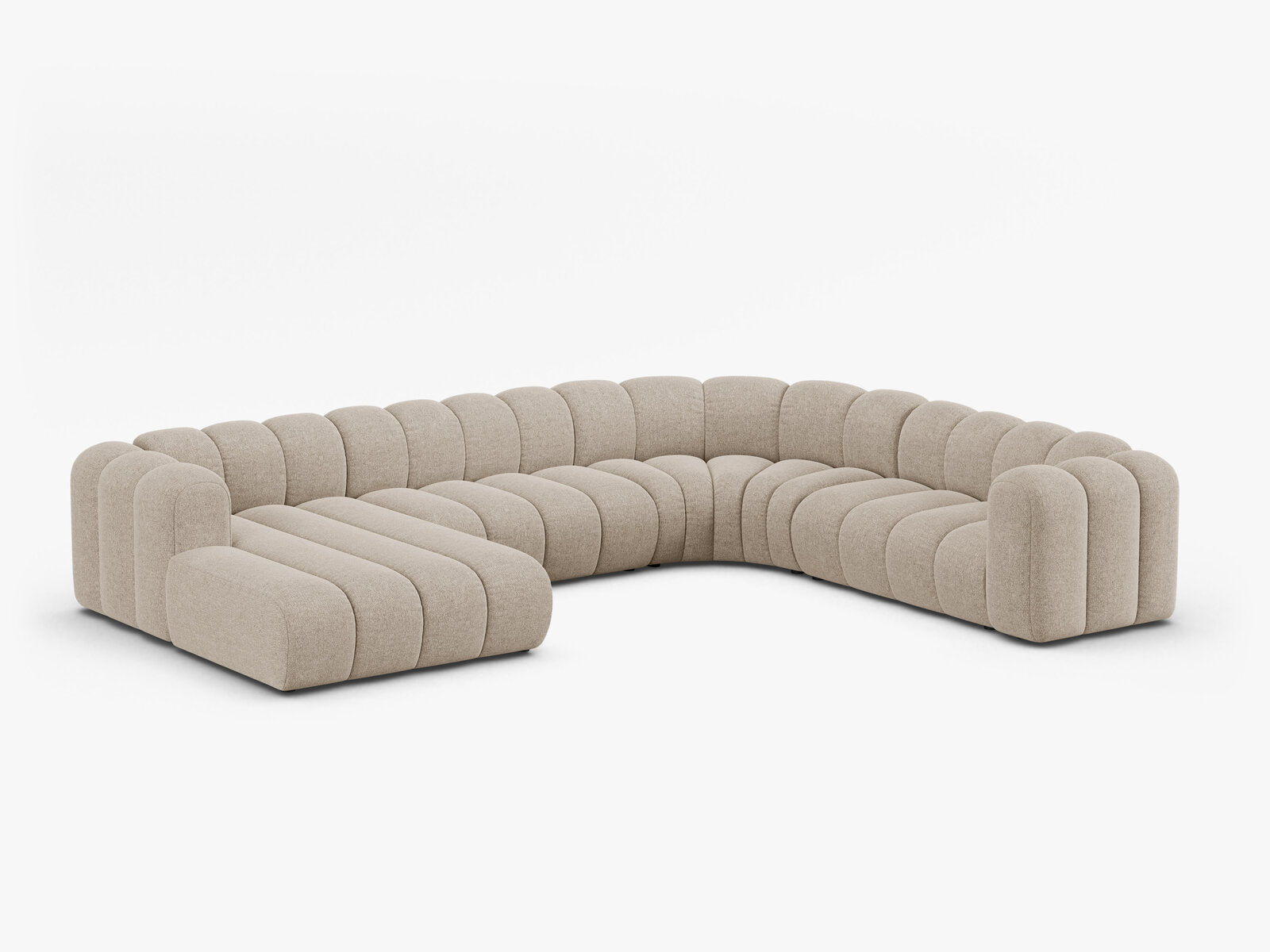 Micadoni Modulares Panorama Ecksofa Lupine 6-Sitzer Rechts Chenille Eden Dunkelbeige