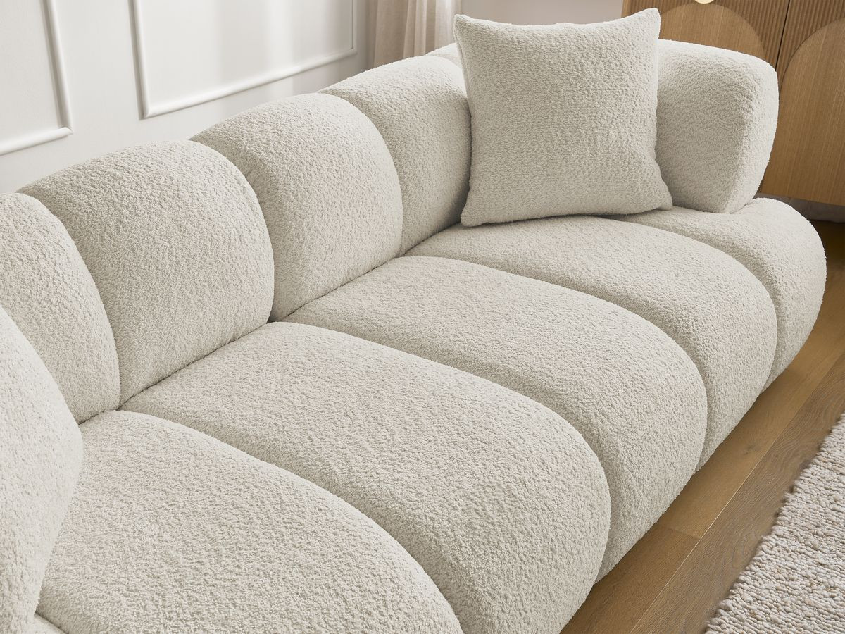 Bobochic Pamira Sofa 5-Sitzer mit Pouf Bouclé-Stoff Beige
