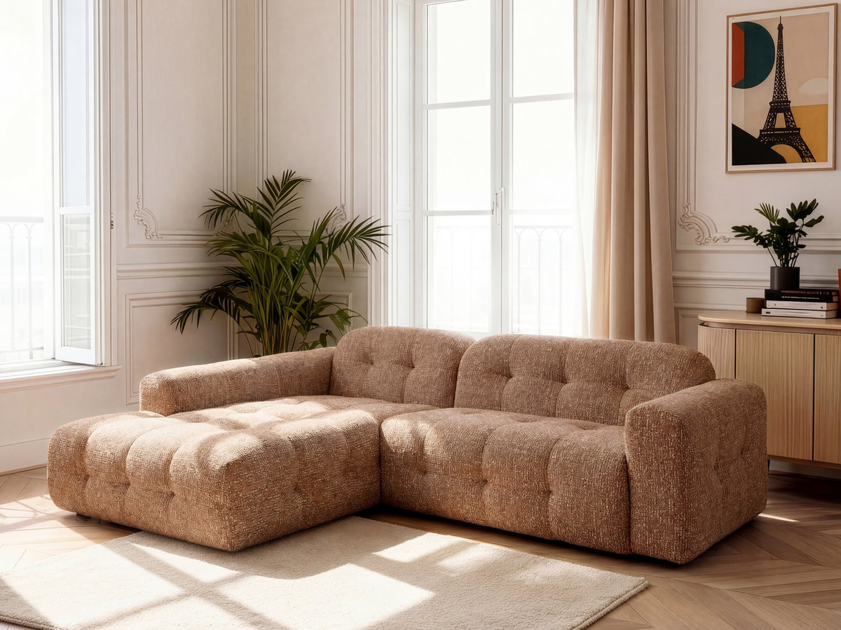 Bobochic Laura Ecksofa Melange-Stoff Orange Ecke links
