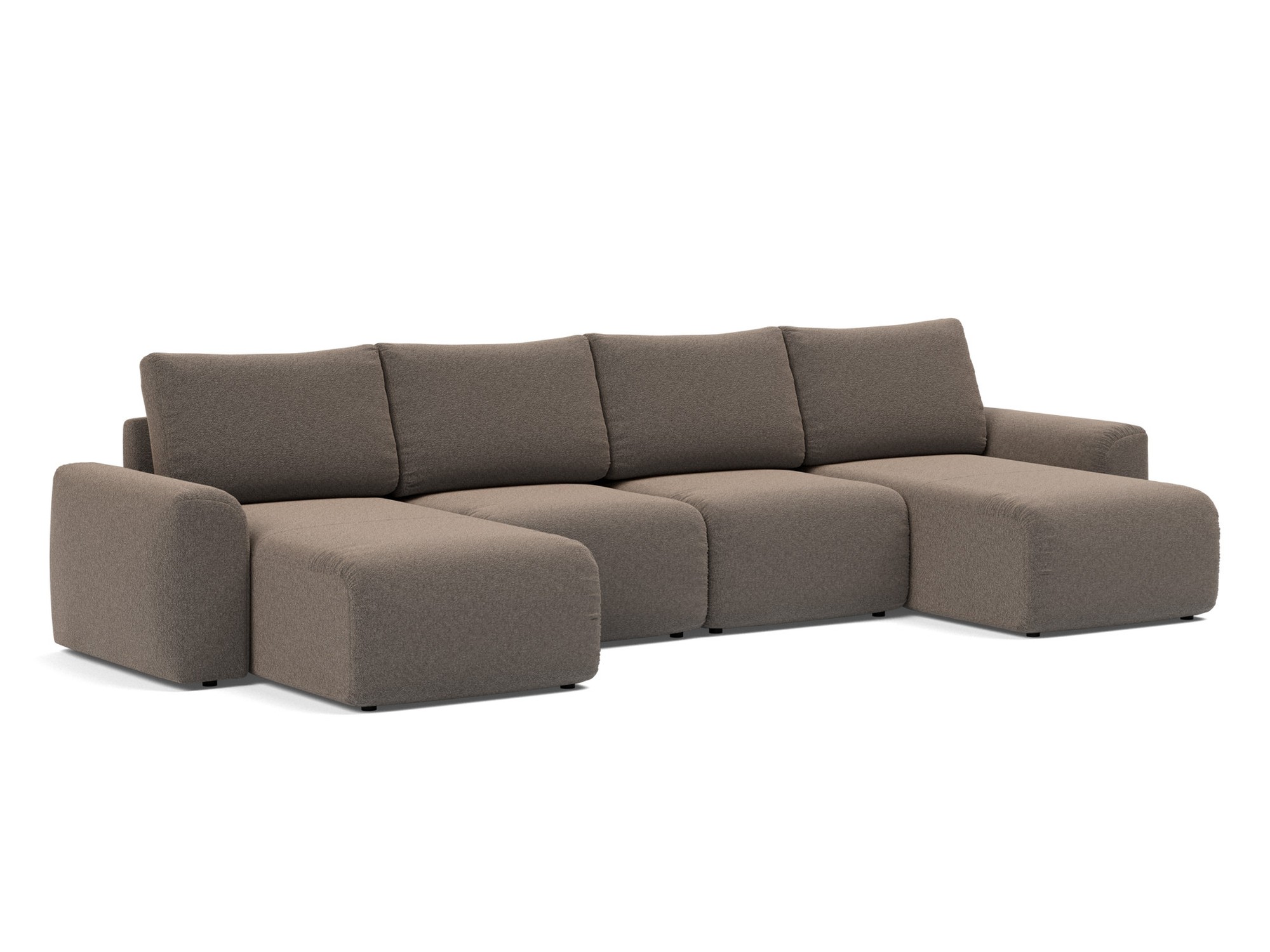 Schlafsofa Norum U-Form mit Chunky-Armlehnen Boucle Skandi 530-Taupe