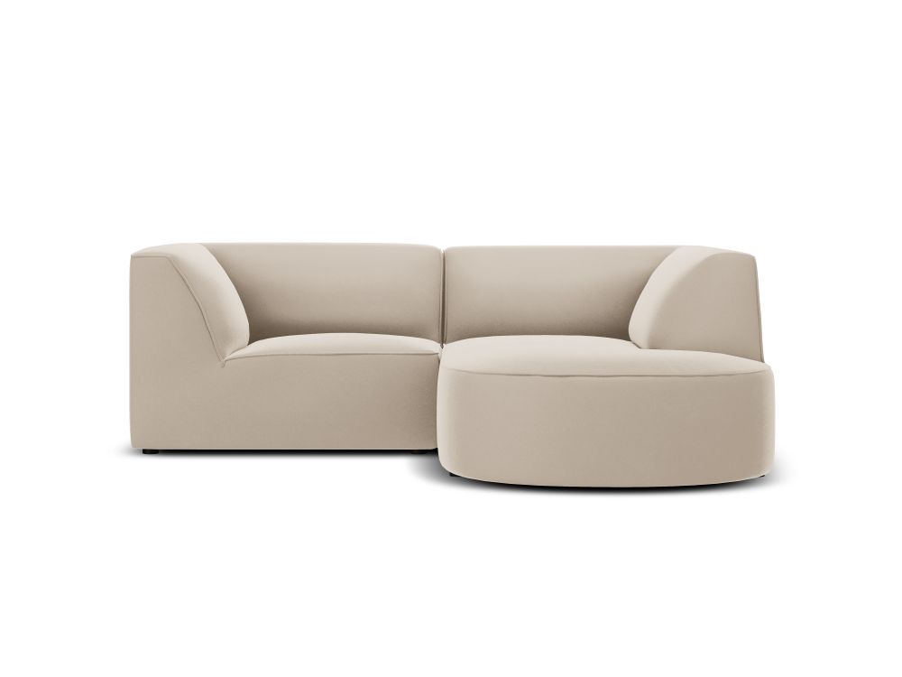 Cosmopolitan Design Ecksofa Siena 3-Sitzer abgerundet Samt Salvador Beige Rechts