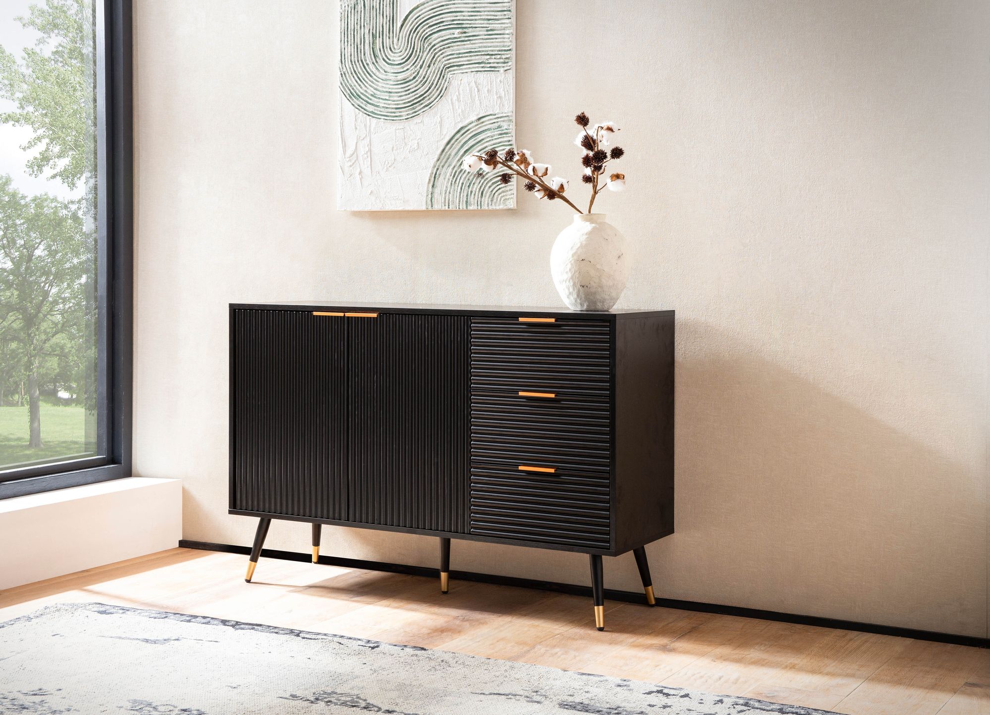 Sideboard Evenes Schwarz 120 × 40 × 80 cm